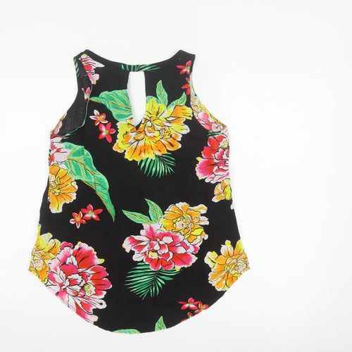 Old Navy Women Black Floral Keyhole Tank Top Size S UK 10