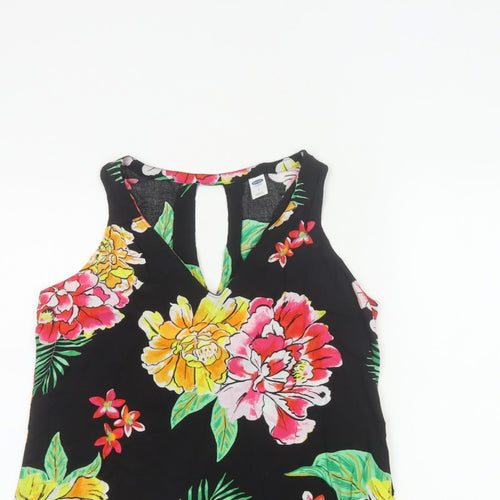 Old Navy Women Black Floral Keyhole Tank Top Size S UK 10