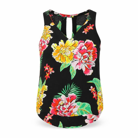 Old Navy Women Black Floral Keyhole Tank Top Size S UK 10