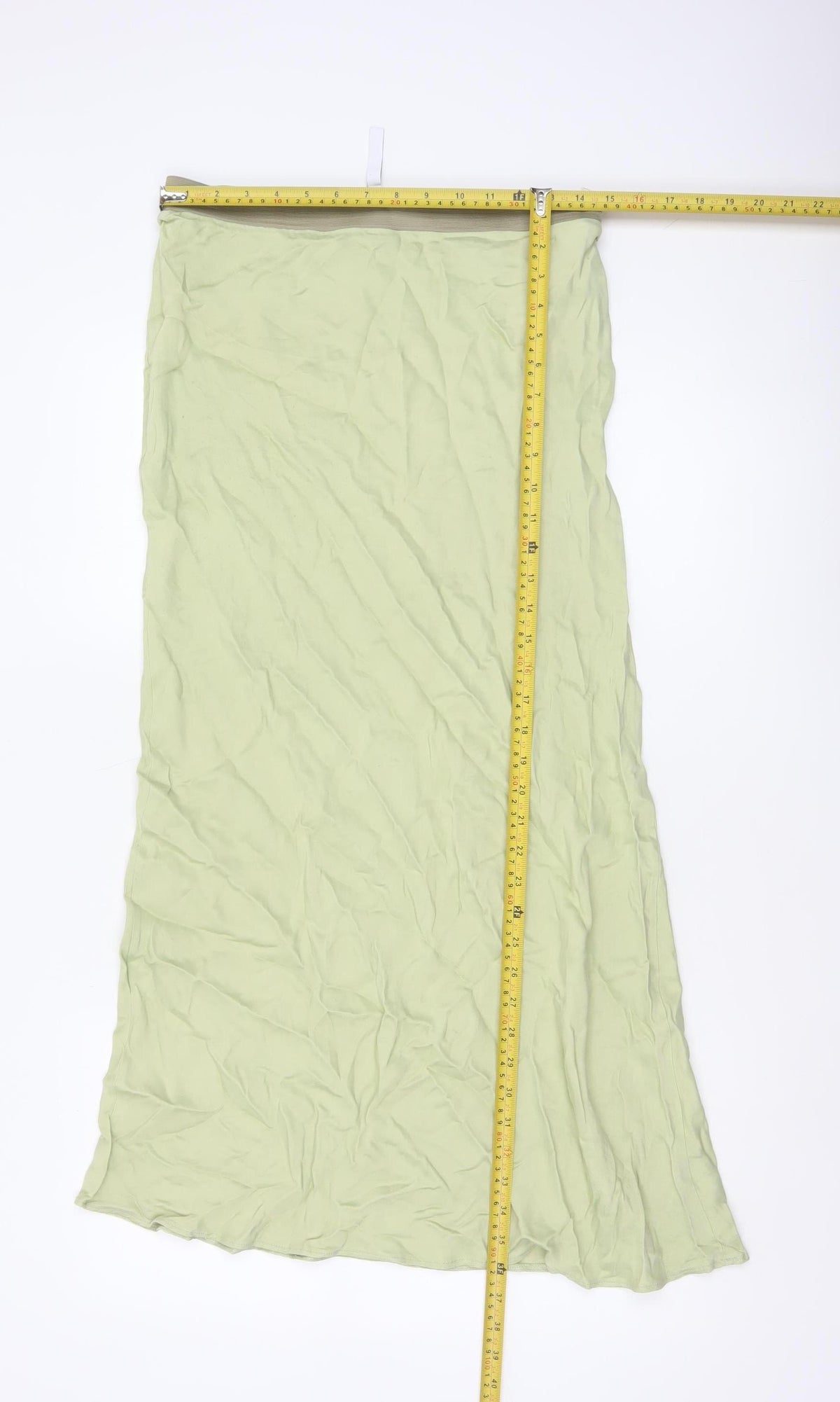 Stradivarius Women Green UK 12 Long Flare Viscose Elastic Waist Skirt
