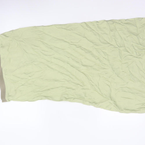 Stradivarius Women Green UK 12 Long Flare Viscose Elastic Waist Skirt