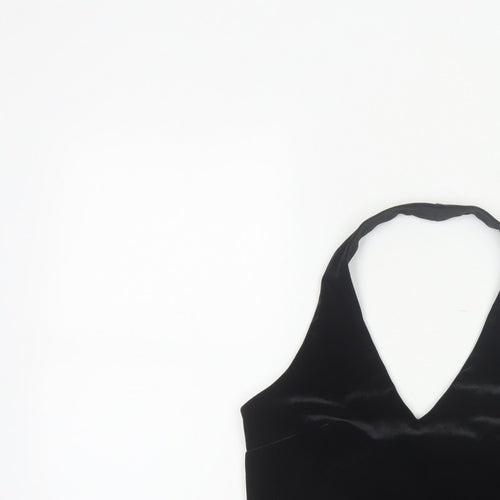 Urban Renewal Women Black S Velvet Halter Crop Top Rhinestone Butterfly