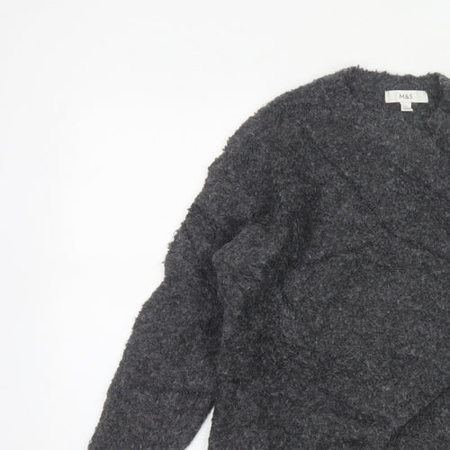 Marks and Spencer Women Grey S Chunky Knit V-Neck Jumper