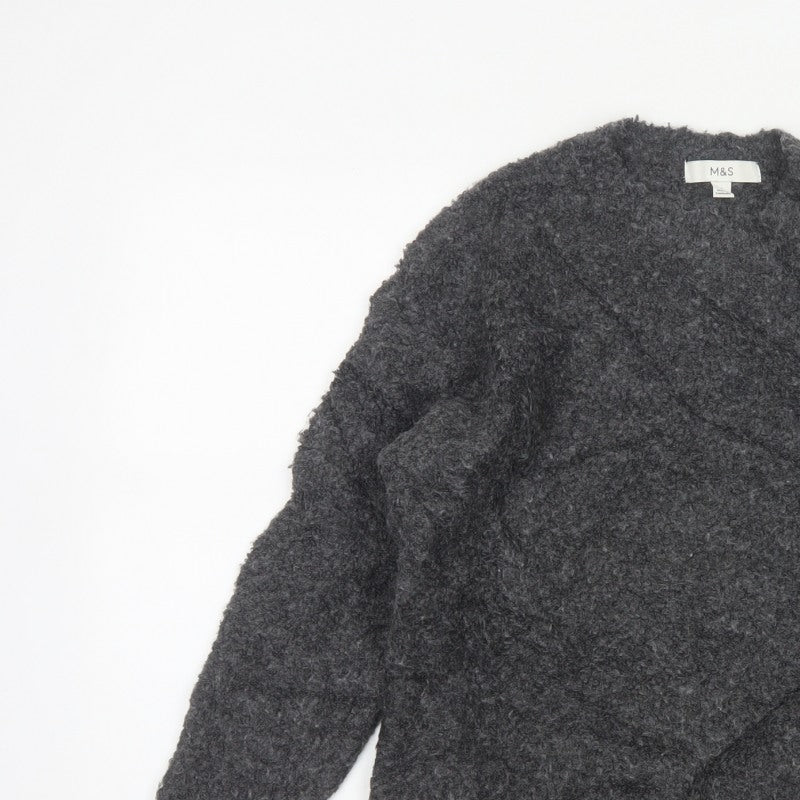 Marks and Spencer Women Grey S Chunky Knit V-Neck Jumper