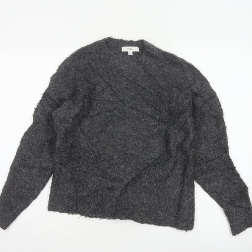 Marks and Spencer Women Grey S Chunky Knit V-Neck Jumper