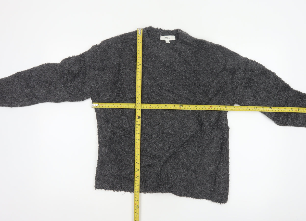 Marks and Spencer Women Grey S Chunky Knit V-Neck Jumper