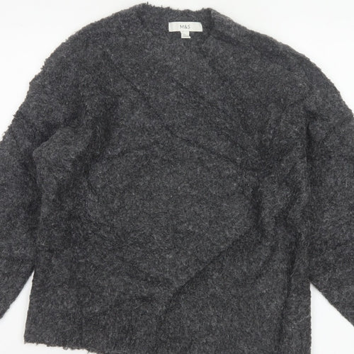 Marks and Spencer Women Grey S Chunky Knit V-Neck Jumper