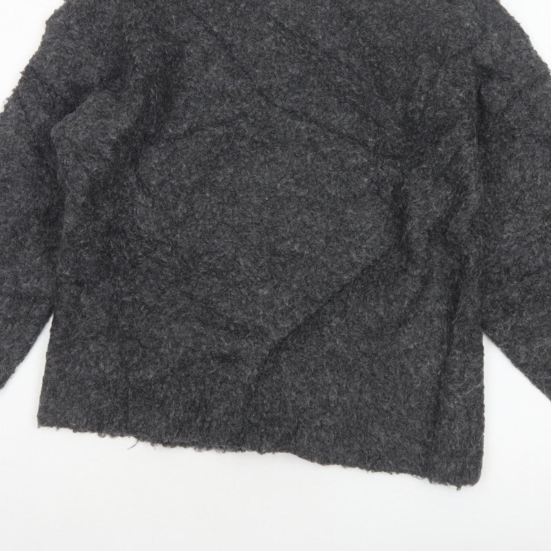 Marks and Spencer Women Grey S Chunky Knit V-Neck Jumper
