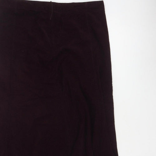 Marks & Spencer Women Purple UK 14 Long A-Line Cotton Velvet Skirt