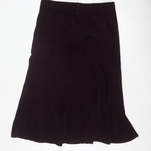 Marks & Spencer Women Purple UK 14 Long A-Line Cotton Velvet Skirt