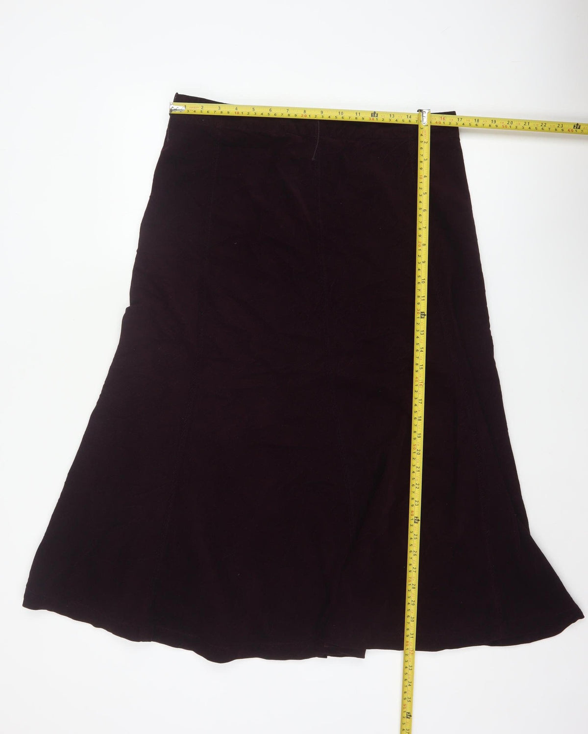Marks & Spencer Women Purple UK 14 Long A-Line Cotton Velvet Skirt