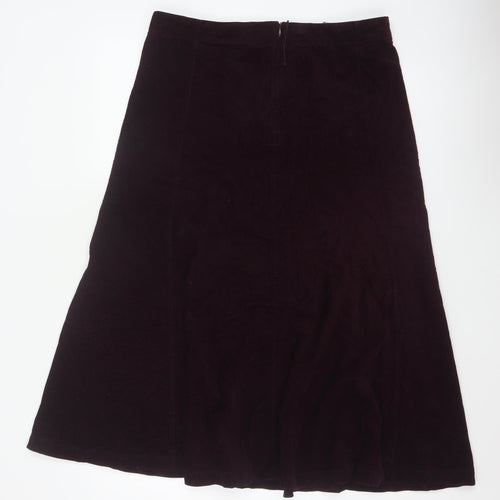 Marks & Spencer Women Purple UK 14 Long A-Line Cotton Velvet Skirt
