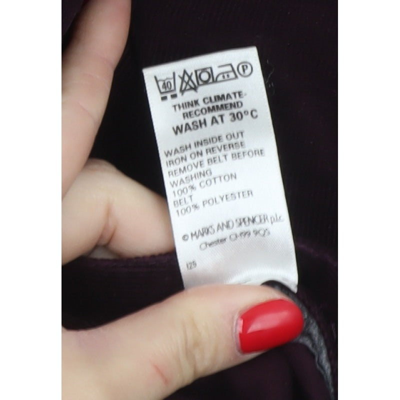 Marks & Spencer Women Purple UK 14 Long A-Line Cotton Velvet Skirt