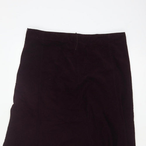 Marks & Spencer Women Purple UK 14 Long A-Line Cotton Velvet Skirt
