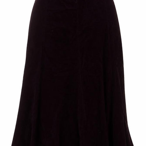 Marks & Spencer Women Purple UK 14 Long A-Line Cotton Velvet Skirt
