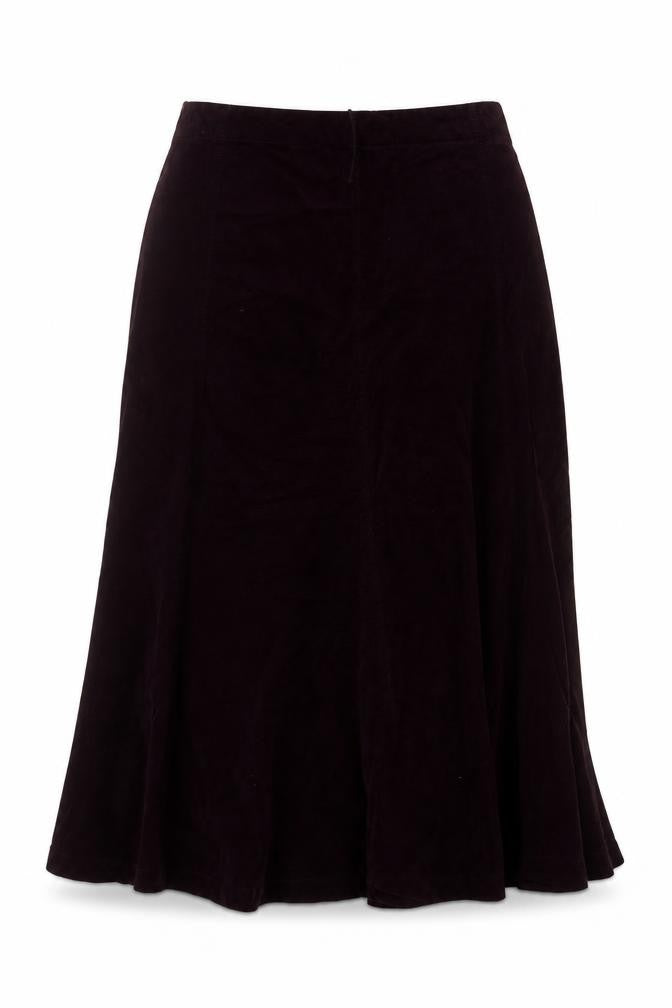 Marks & Spencer Women Purple UK 14 Long A-Line Cotton Velvet Skirt