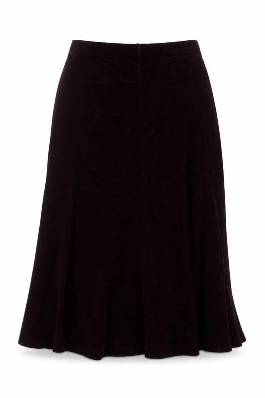 Marks & Spencer Women Purple UK 14 Long A-Line Cotton Velvet Skirt