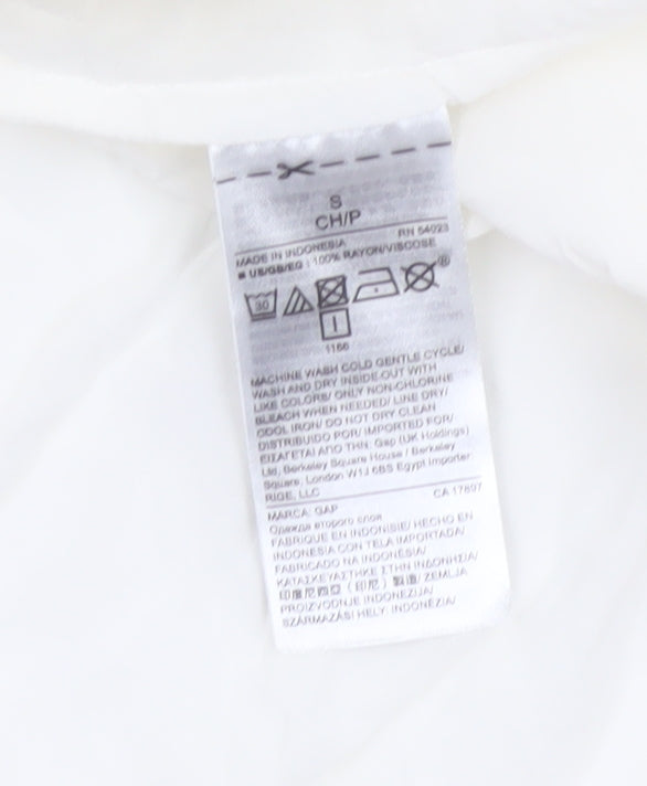 Additional view of GAP Women White S Sleeveless Ruffle Collar Rayon Button-Up Blouse