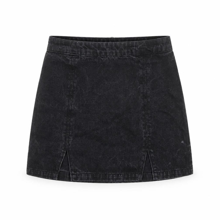 ASOS Denim Women’s Black UK 10 A-Line Mini Skirt Slit Zip