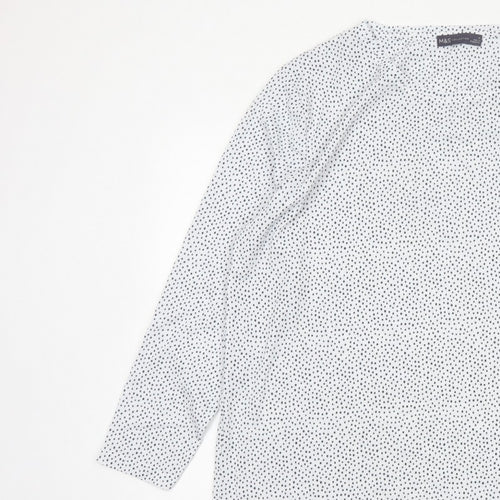 Marks and Spencer Women White Polka Dot Basic V-Neck Blouse UK 16