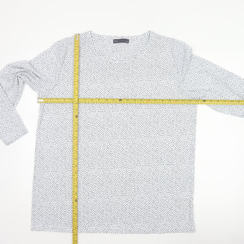Marks and Spencer Women White Polka Dot Basic V-Neck Blouse UK 16