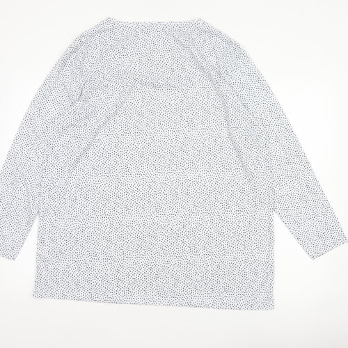 Marks and Spencer Women White Polka Dot Basic V-Neck Blouse UK 16