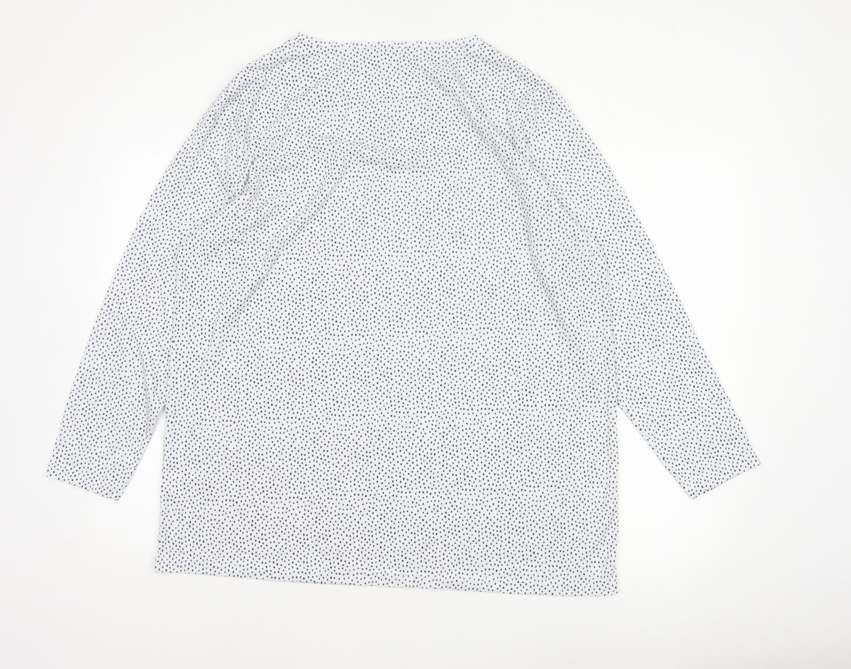 Marks and Spencer Women White Polka Dot Basic V-Neck Blouse UK 16