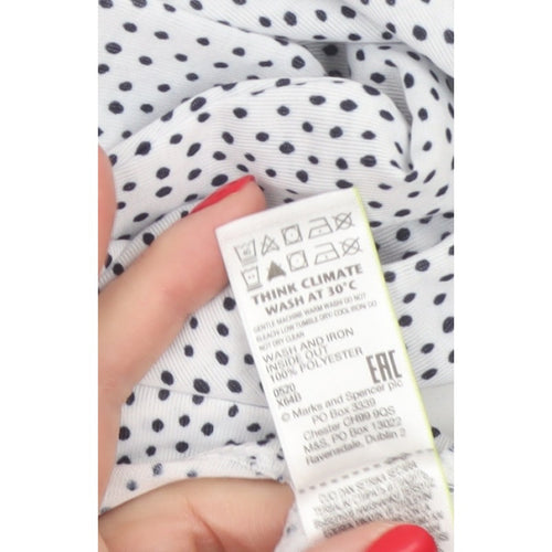 Marks and Spencer Women White Polka Dot Basic V-Neck Blouse UK 16