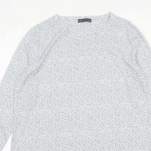 Marks and Spencer Women White Polka Dot Basic V-Neck Blouse UK 16