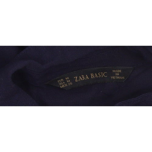 Zara Basic Women Blue UK 12 Long Sleeve Collared Button-Up Shirt