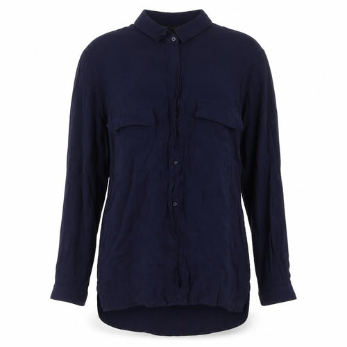 Zara Basic Women Blue UK 12 Long Sleeve Collared Button-Up Shirt