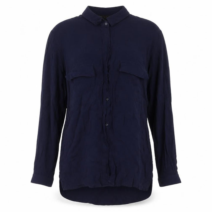 Zara Basic Women Blue UK 12 Long Sleeve Collared Button-Up Shirt