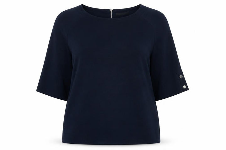 Bonmarché Women Blue UK 24 Relaxed 3/4 Sleeve Zip Blouse