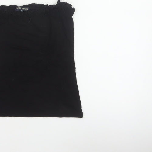 French Connection Women Black M Ruffle Spaghetti Strap Camisole Top