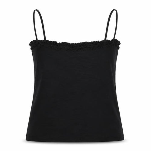 French Connection Women Black M Ruffle Spaghetti Strap Camisole Top