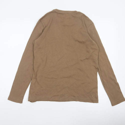 Cotton Traders Men’s Brown L Cotton Crew Neck Long Sleeve Jersey Top