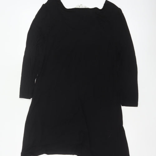 Rocha John Rocha Women Black Size 14 Floral Sequin Asymmetric Tunic Top