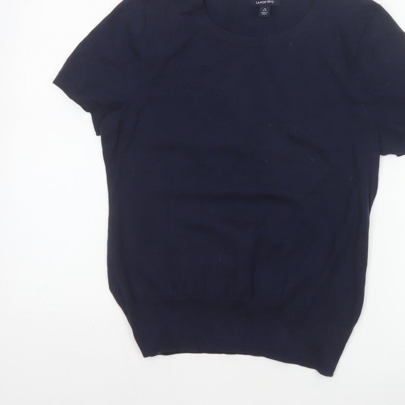 Lands' End Women’s Blue Size 8 Bamboo Blend Knit Crew Neck T-Shirt