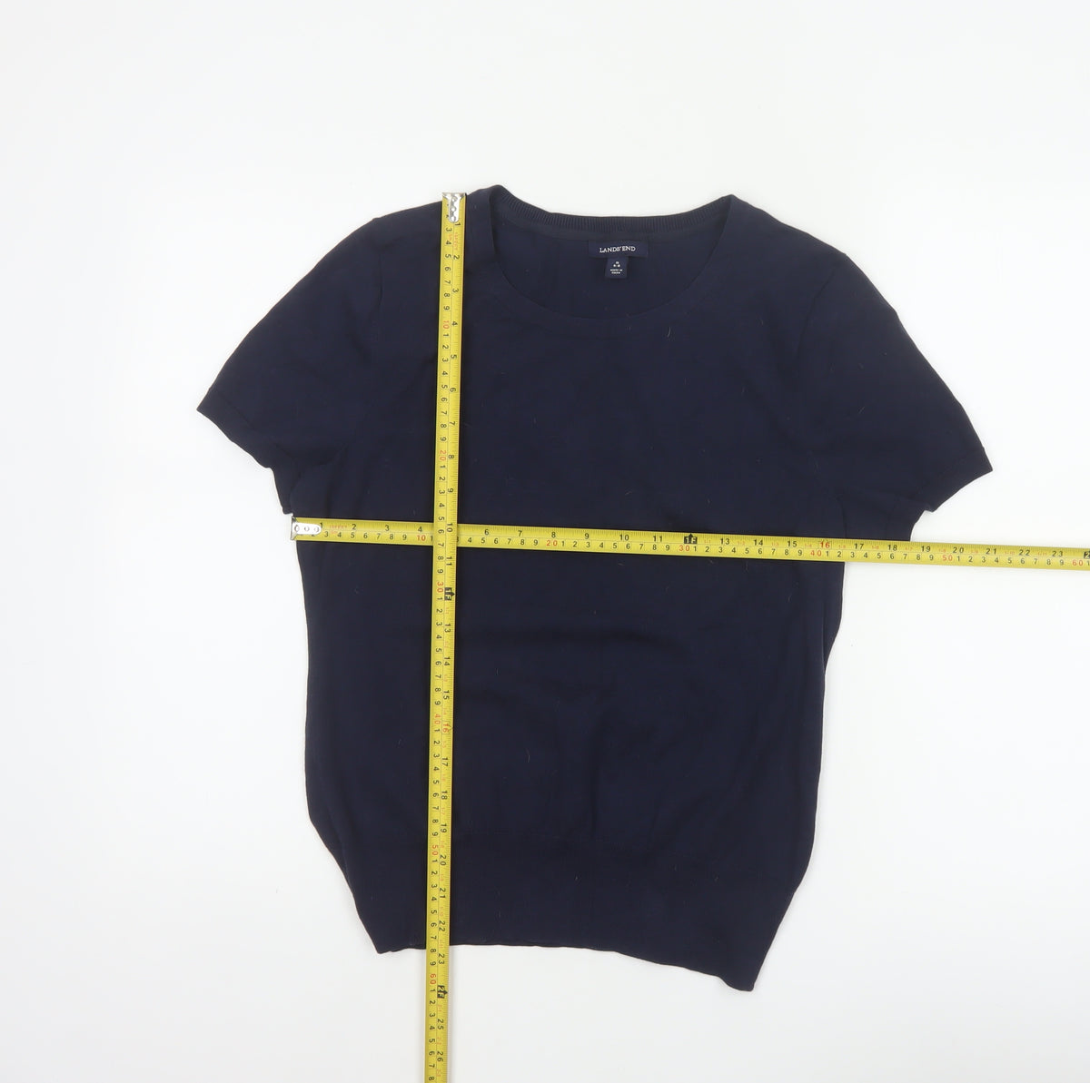Lands' End Women’s Blue Size 8 Bamboo Blend Knit Crew Neck T-Shirt