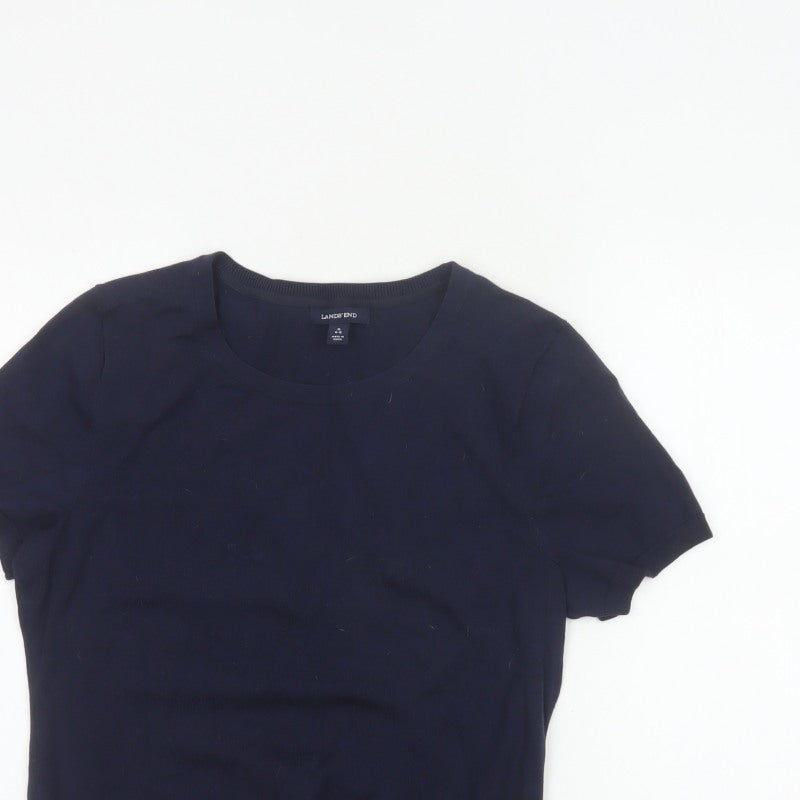 Lands' End Women’s Blue Size 8 Bamboo Blend Knit Crew Neck T-Shirt