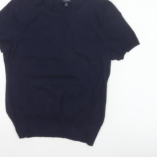 Lands' End Women’s Blue Size 8 Bamboo Blend Knit Crew Neck T-Shirt