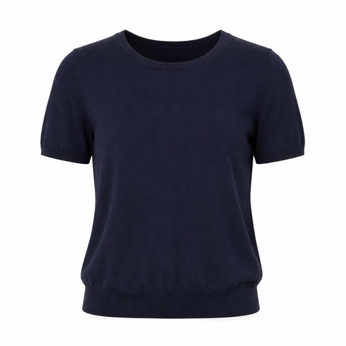 Lands' End Women’s Blue Size 8 Bamboo Blend Knit Crew Neck T-Shirt