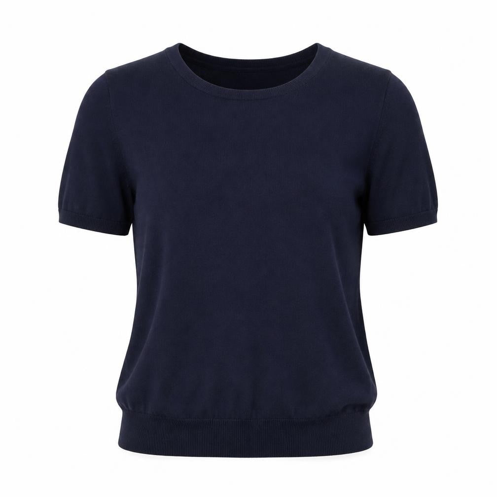 Lands' End Women’s Blue Size 8 Bamboo Blend Knit Crew Neck T-Shirt