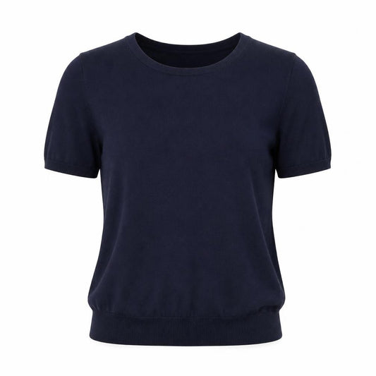Lands' End Women’s Blue Size 8 Bamboo Blend Knit Crew Neck T-Shirt