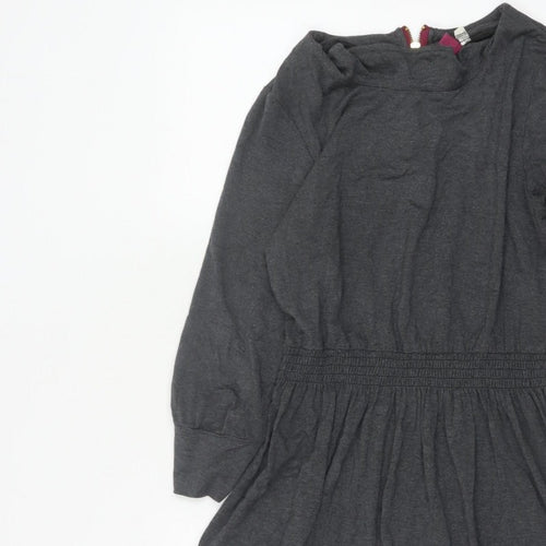 Joules Women Grey Marl UK 10 Fit & Flare Cowl Neck Long Sleeve Dress