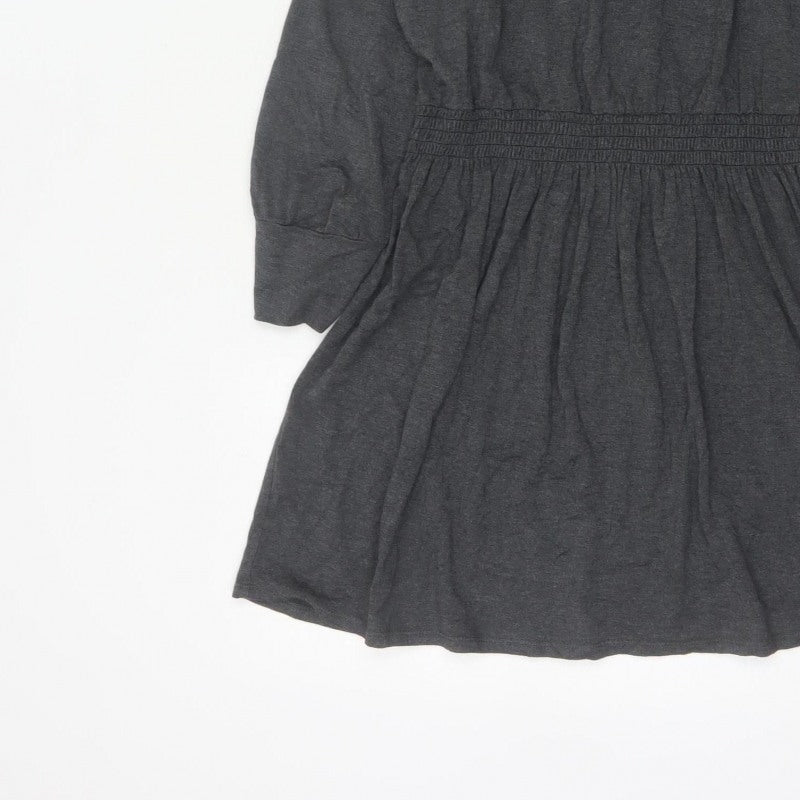 Joules Women Grey Marl UK 10 Fit & Flare Cowl Neck Long Sleeve Dress