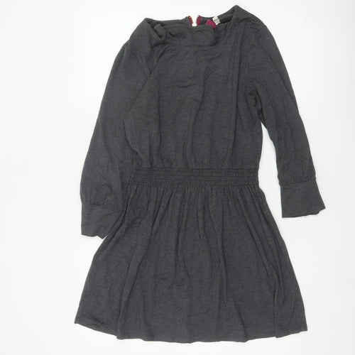 Joules Women Grey Marl UK 10 Fit & Flare Cowl Neck Long Sleeve Dress