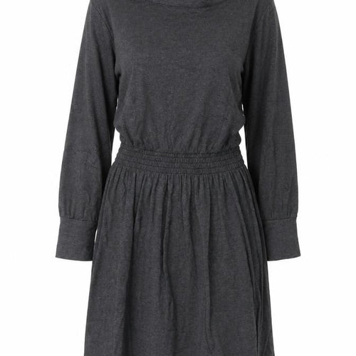 Joules Women Grey Marl UK 10 Fit & Flare Cowl Neck Long Sleeve Dress