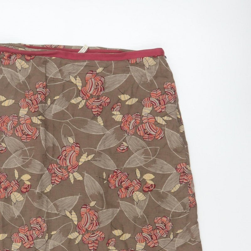 Ann Louise Stokell Women Brown Floral Pencil Skirt UK 12 Knee Length