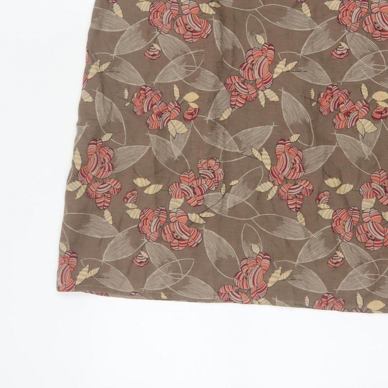 Ann Louise Stokell Women Brown Floral Pencil Skirt UK 12 Knee Length